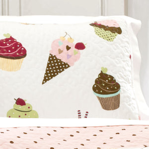 Cupcake Ice Cream Quilt 3 Piece Set