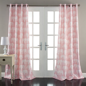 Elephant Parade Window Curtains Pink Set