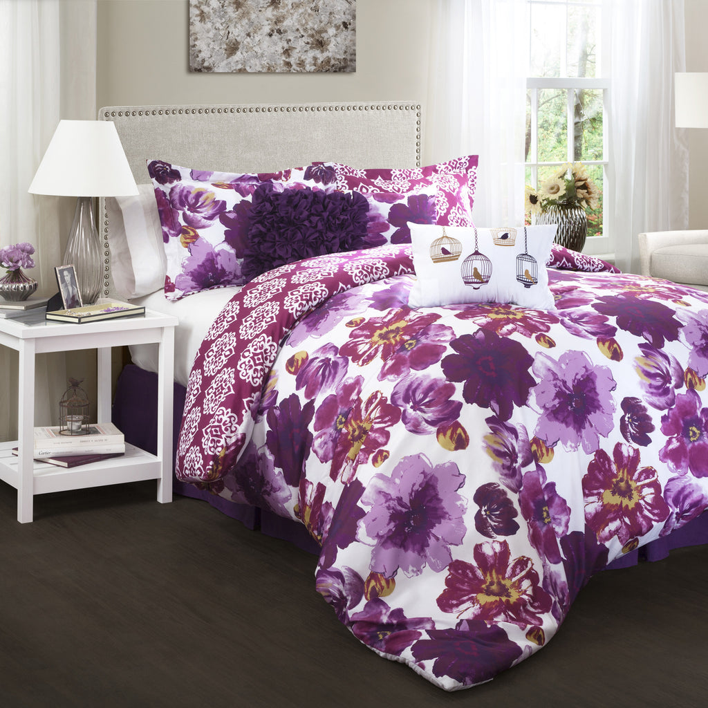 Leah Comforter Purple 7 Piece Set