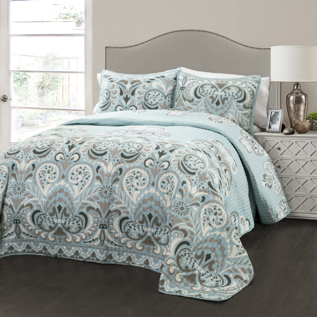 Clara Quilt Blue 3 Piece Set