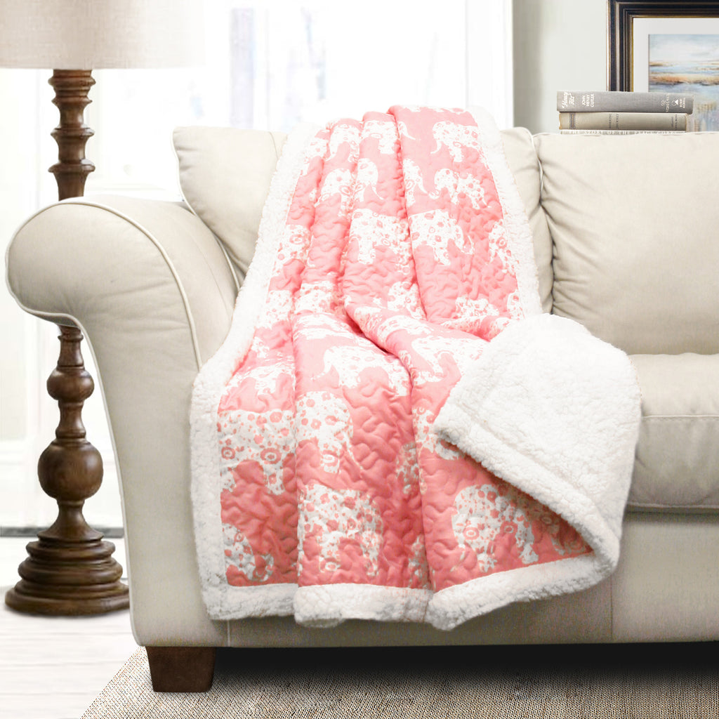 Elephant Parade Throw Soft Pink Sherpa