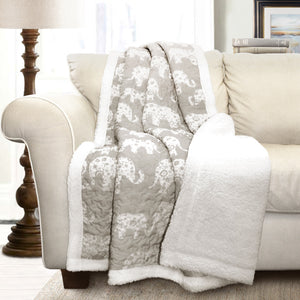 Elephant Parade Throw Soft Gray Sherpa