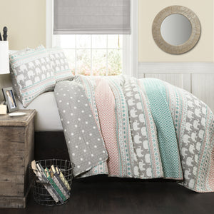 Elephant Stripe Quilt 5 Piece Set